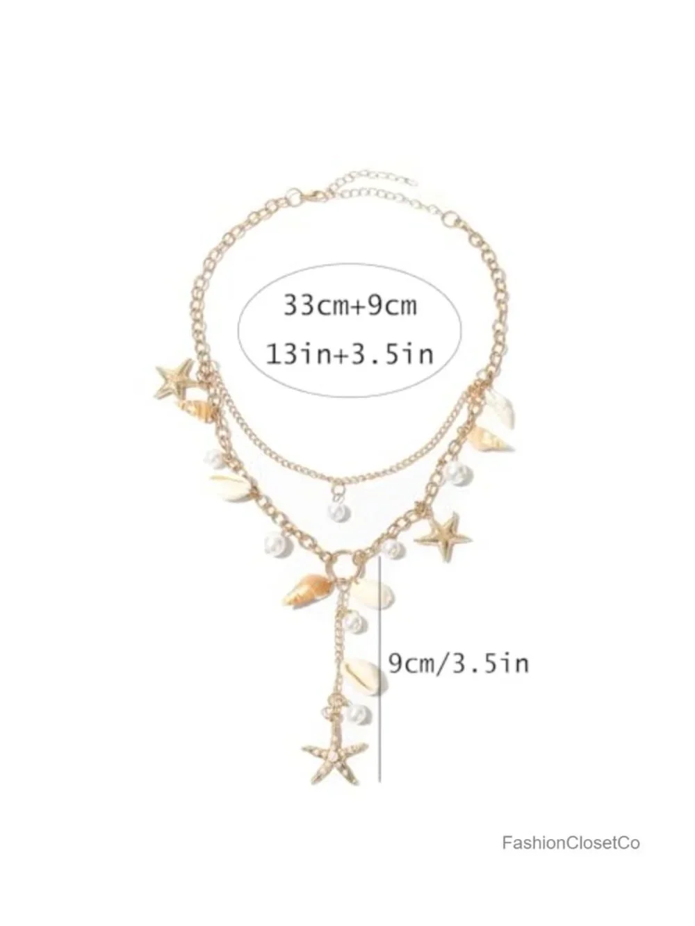 Gold Shell Pendant Necklace Women Boho Conch Pearl Stackable Adjustable Summer